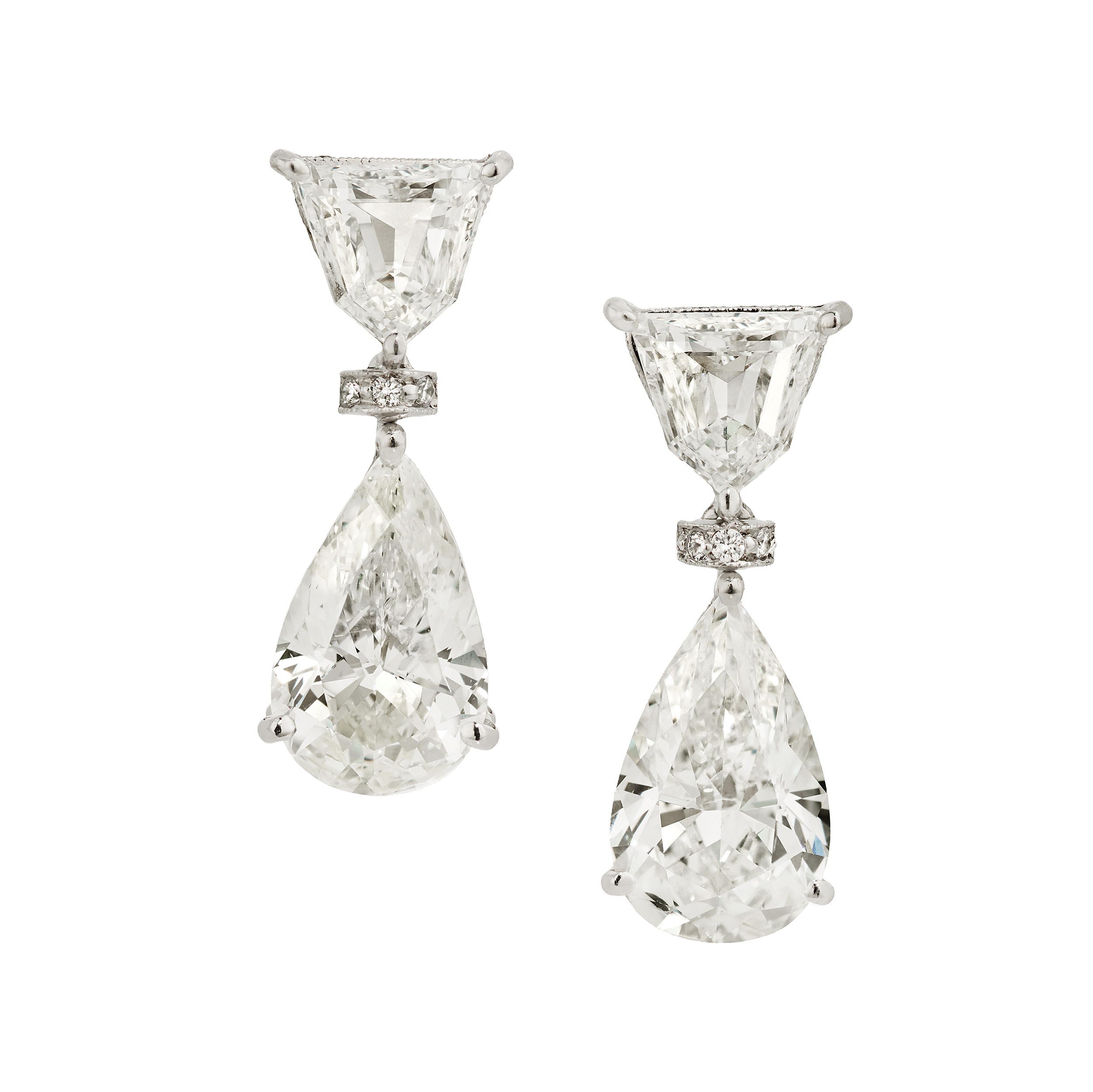 EGL Certified 5.99 Carat Pear and Shield Diamond Drop Earrings in ...