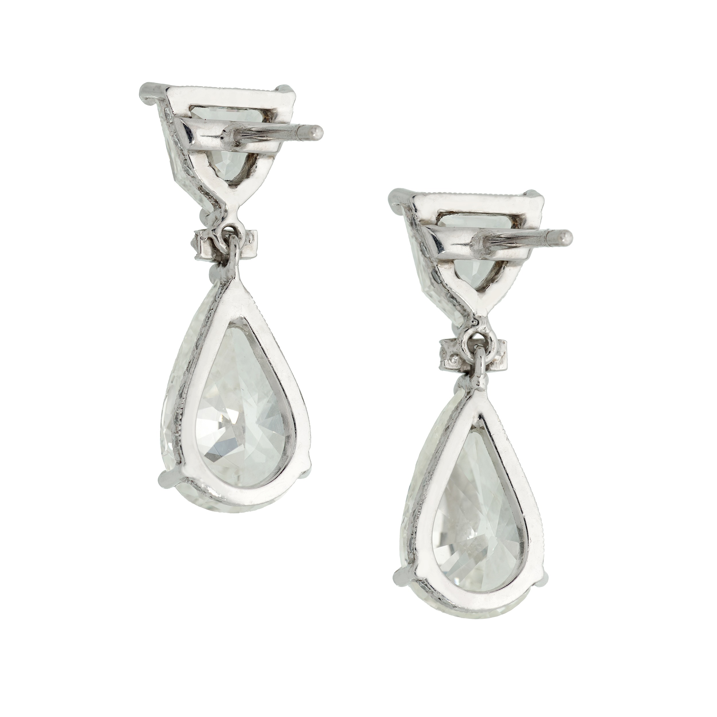 EGL Certified 5.99 Carat Pear and Shield Diamond Drop Earrings in ...